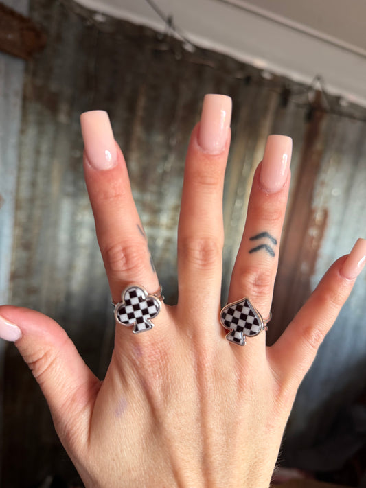 Adjustable Checkered Rings