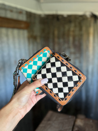 Checkered Wristlet Wallet