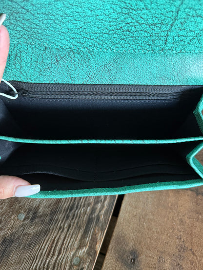 Cowhide Wallet - Turquoise
