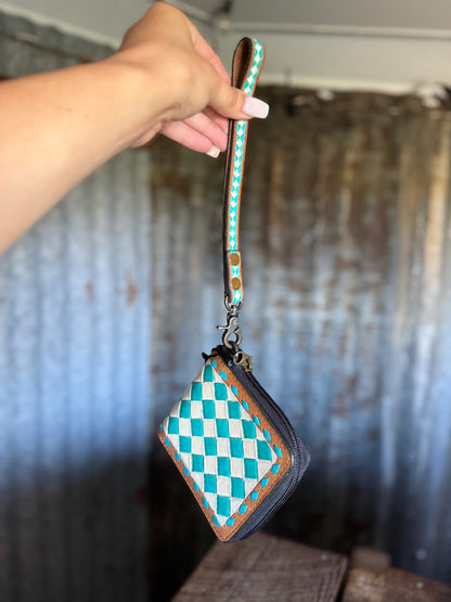 Checkered Wristlet Wallet