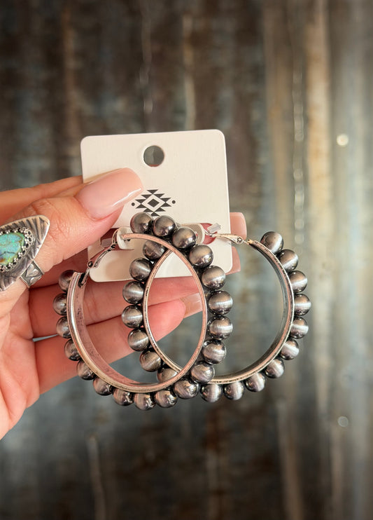 Faux Navajo Pear Hoop Earrings - Large