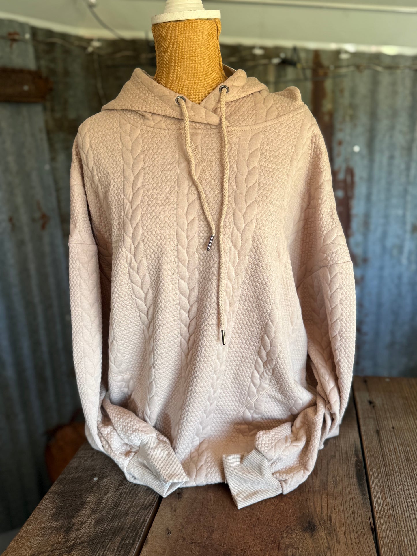 Textured Hoodie - Taupe