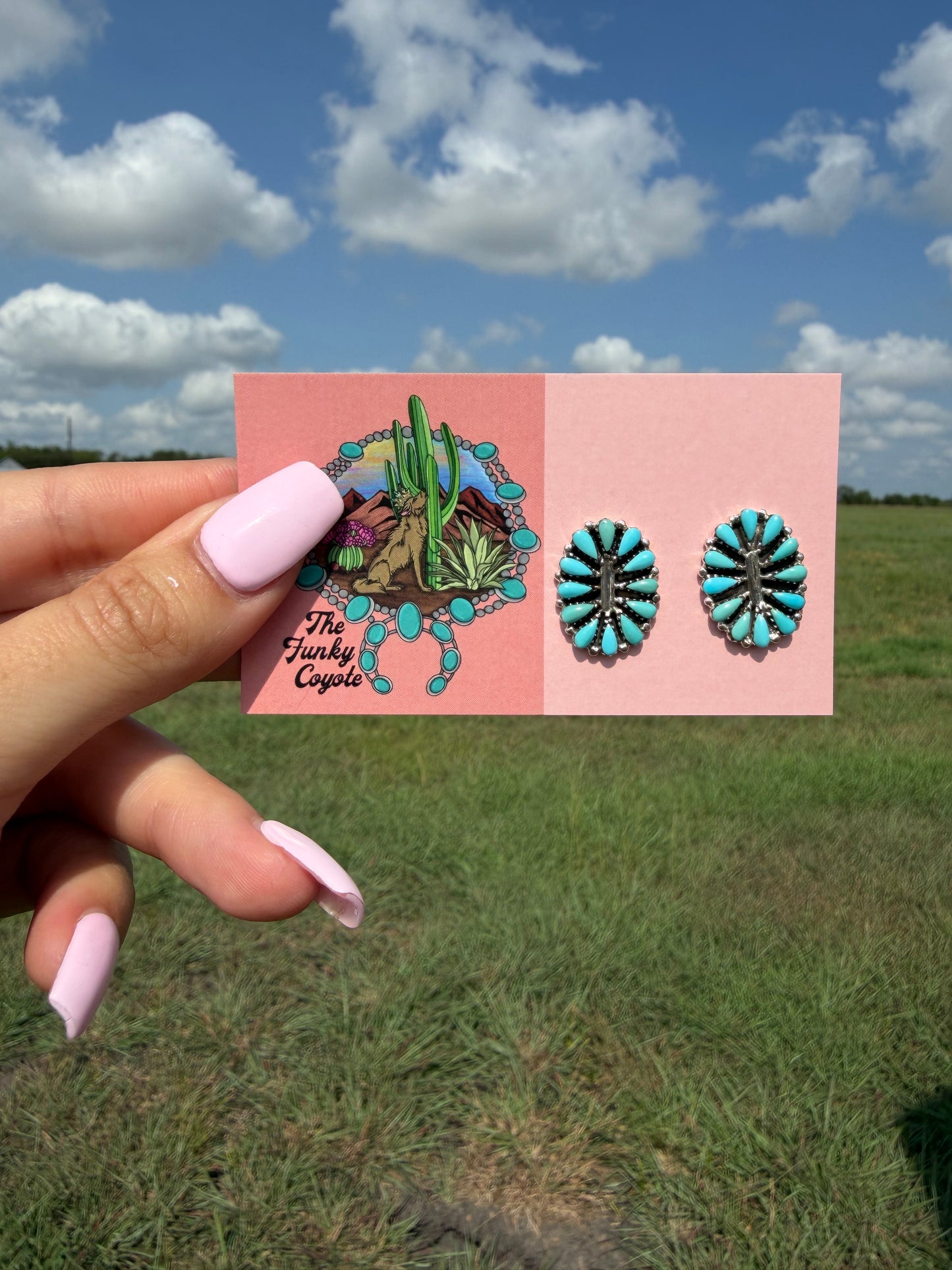 Turquoise Cluster Stud Earrings