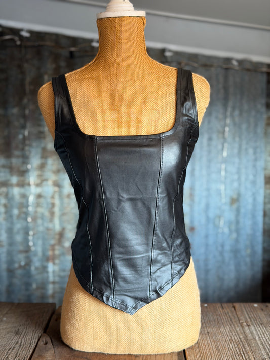 Faux Leather Tank - Corset Vibes