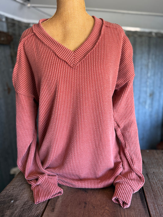 Ribbed Long Sleeve - Rust