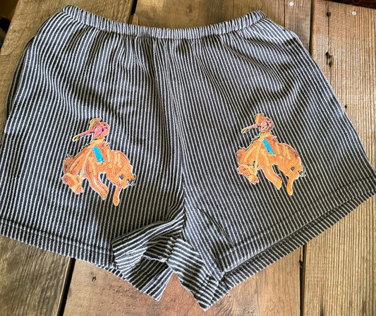 Sequin Bucking Horse Shorts