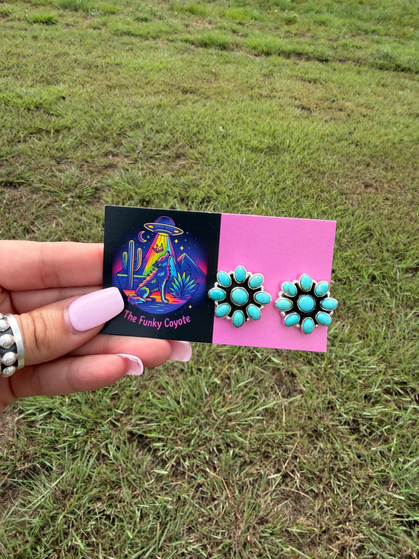 Turquoise Cluster Stud Earrings