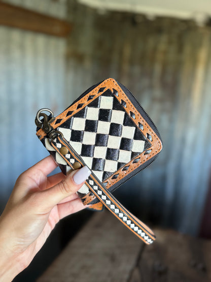 Checkered Wristlet Wallet