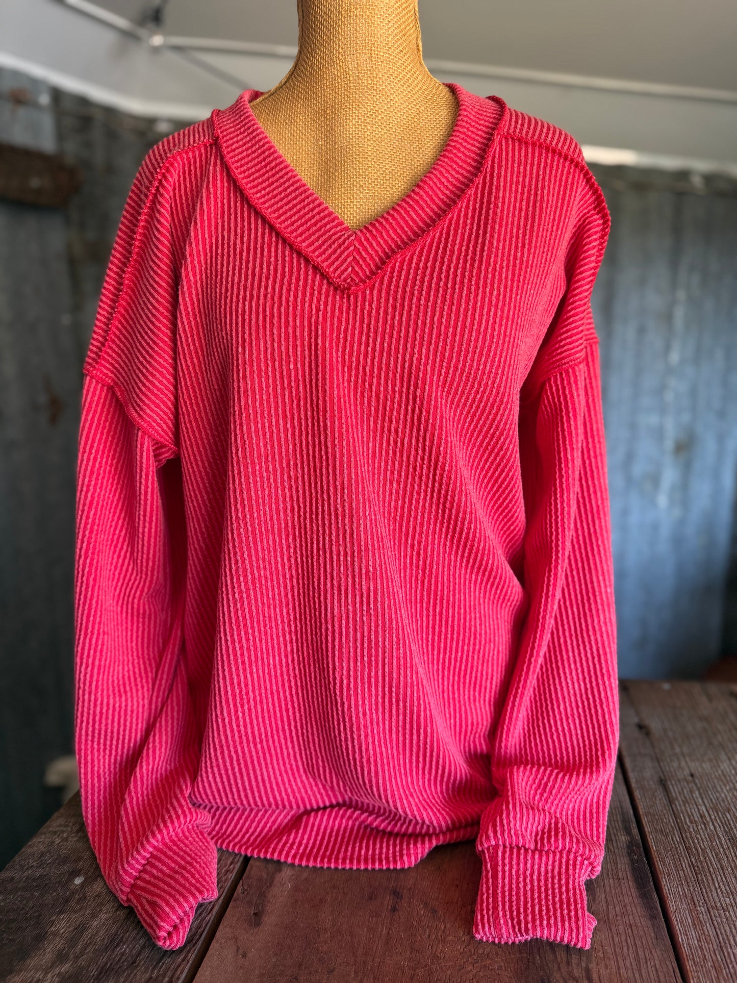 Ribbed Long Sleeve - Red