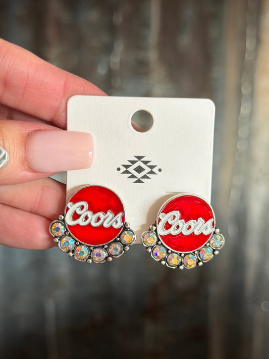 Beer Stud Earrings - Red