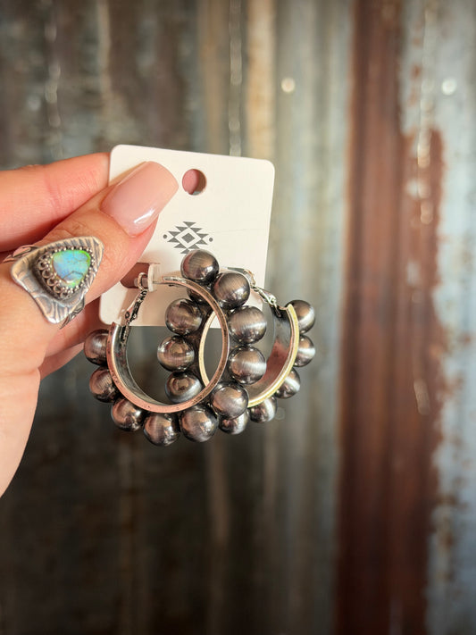 Faux Navajo Pear Hoop Earrings - Small