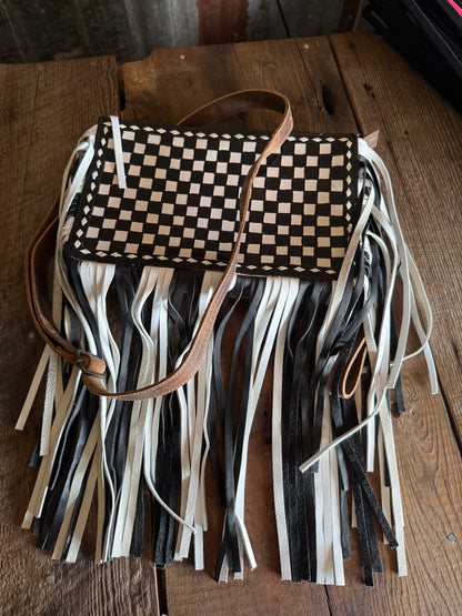 Checkered Fringe Purse