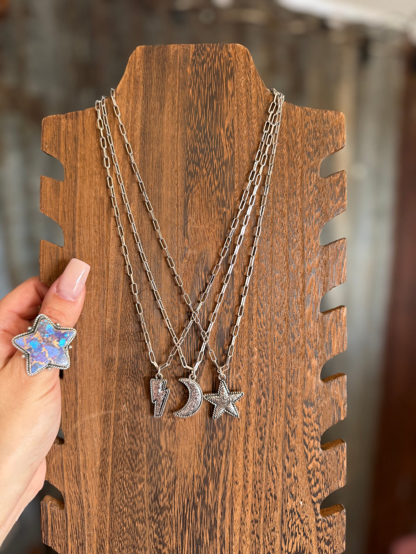 Silver Tooled Dainty Necklaces