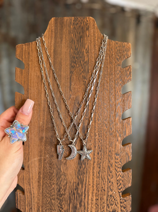 Silver Tooled Dainty Necklaces