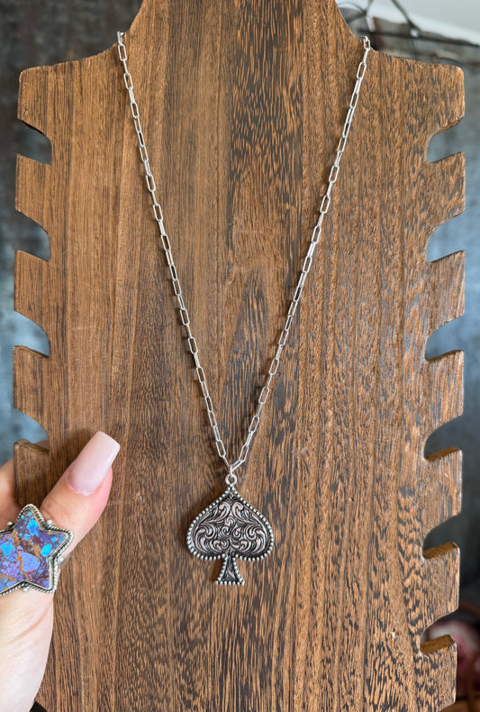 Tooled Spade Necklace