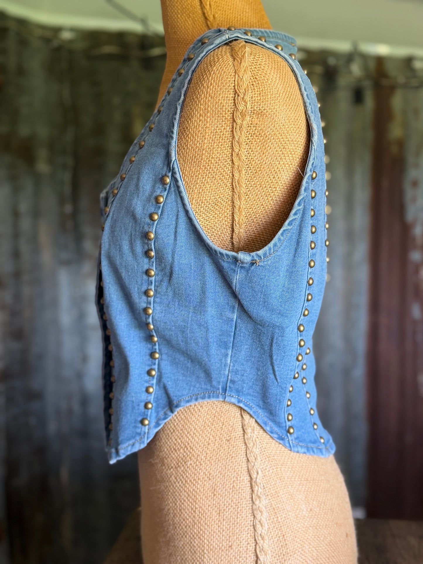 Studded Denim Vest