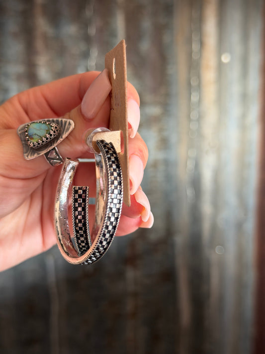 Hoop Earrings - Checkered