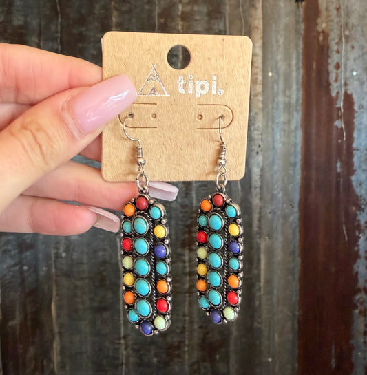 Colorful Oval Statement Earrings