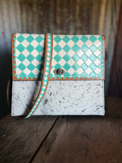Checkered & Cowhide Cross Body