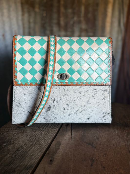 Checkered & Cowhide Cross Body