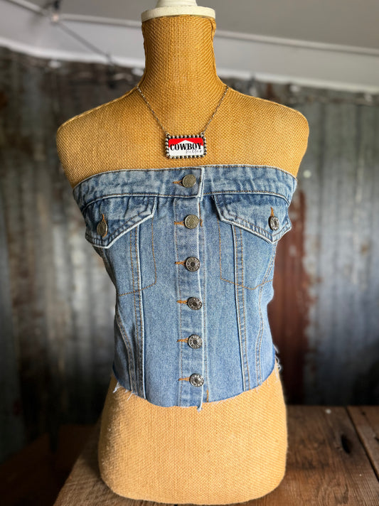 Dreaming Denim Strapless Top