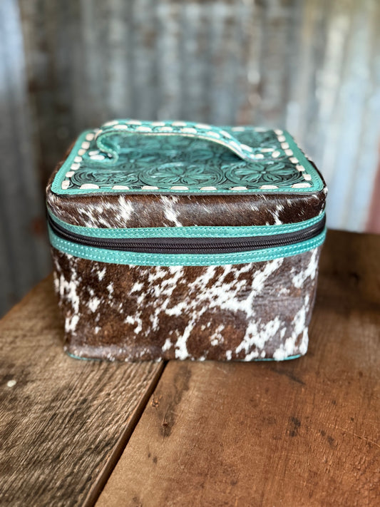 Cowhide & Leather Makeup Bag / Cosmetic Bag