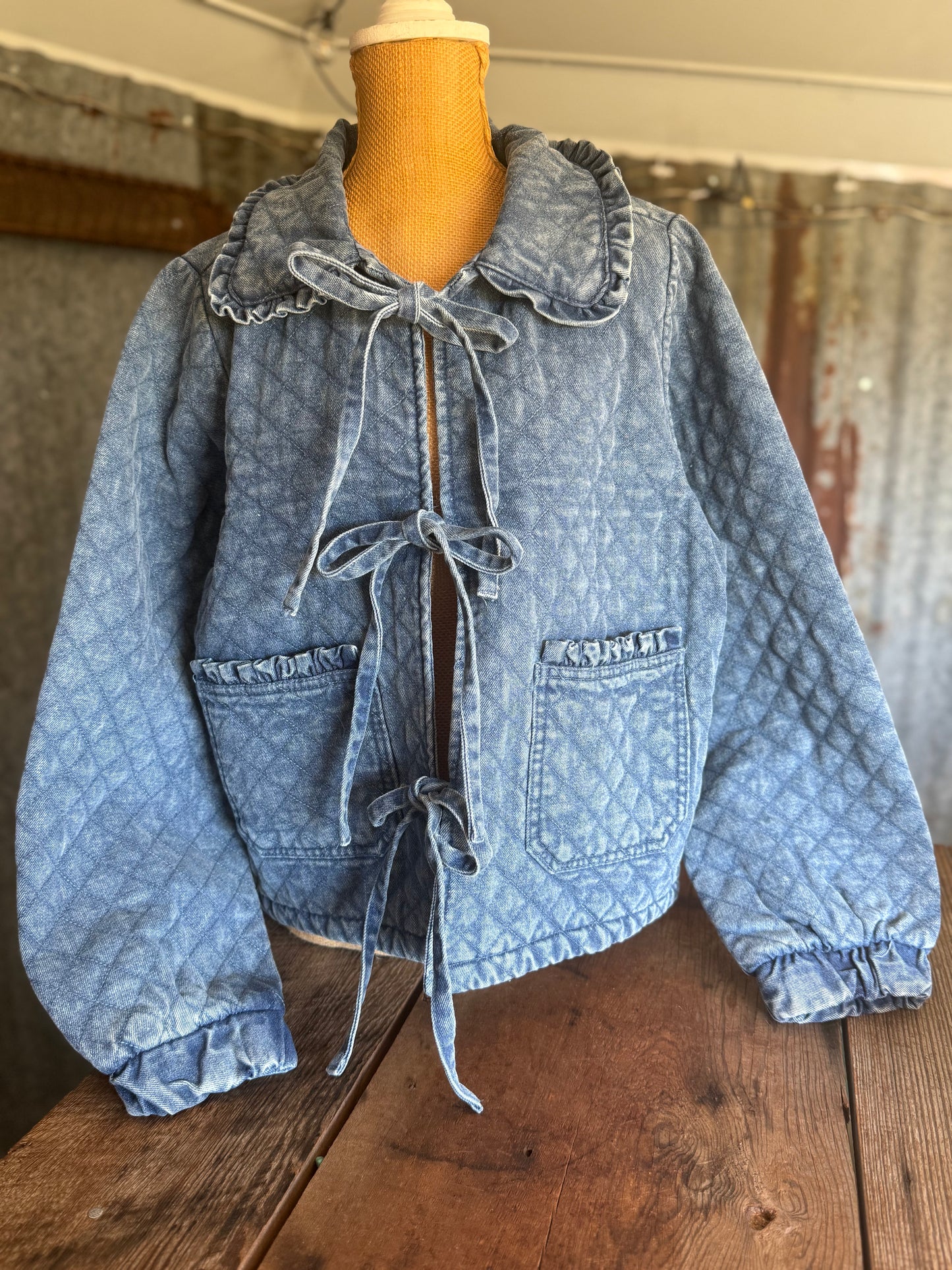 Quilted Denim Dandy Jacket - Dark Wash