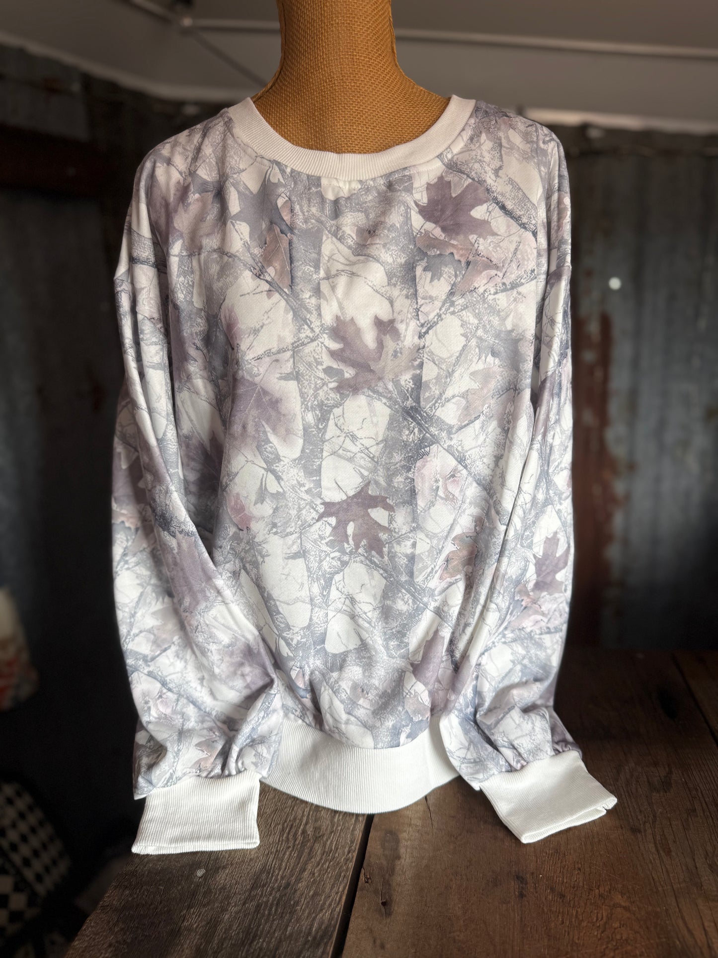 Camo Crew Neck - White