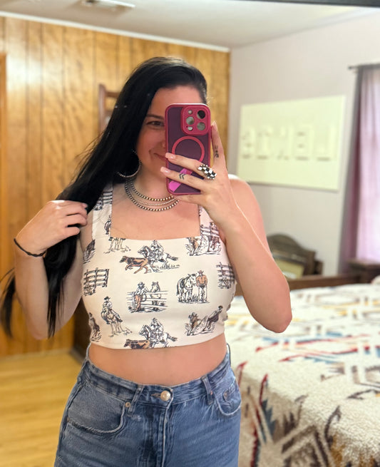 Western Horse Crop Top