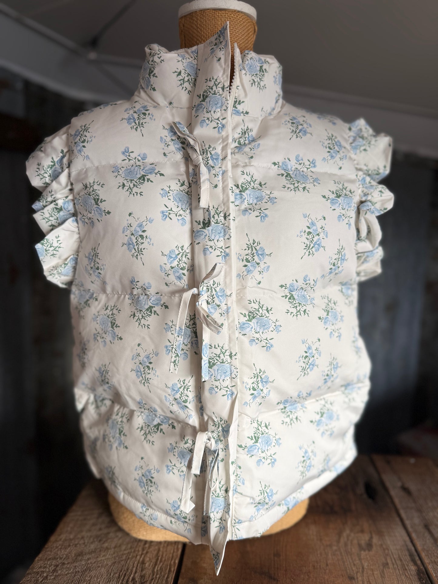 Ruffle Vest - Blue Floral