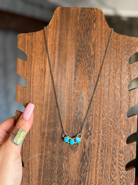 3 Stone Turquoise Necklace