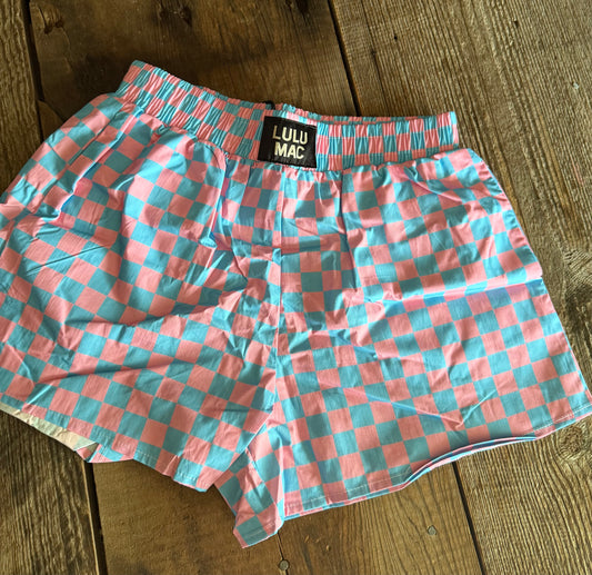 Boxer Shorts - Checkered Pink/Blue