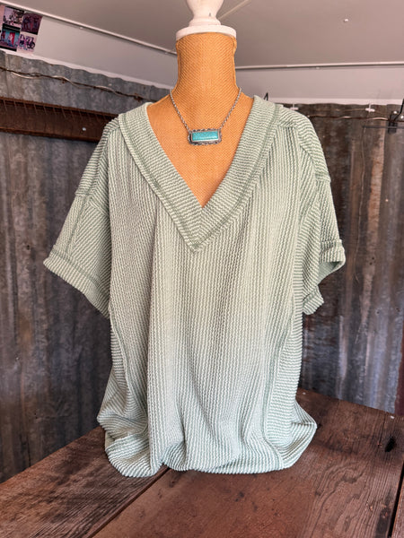 Ribbed Top - Sage