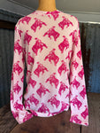 Long Sleeve Mesh Top - Pink