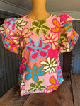 Flower Ruffle Sleeve Top