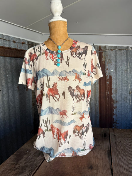 Wild Horses Mesh Top