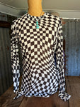 Mesh Checkered Top - Black
