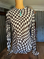 Mesh Checkered Top - Black