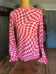 Mesh Checkered Top - Pink