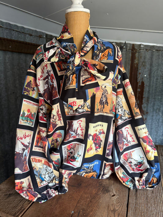 Cowboy Print Blouse