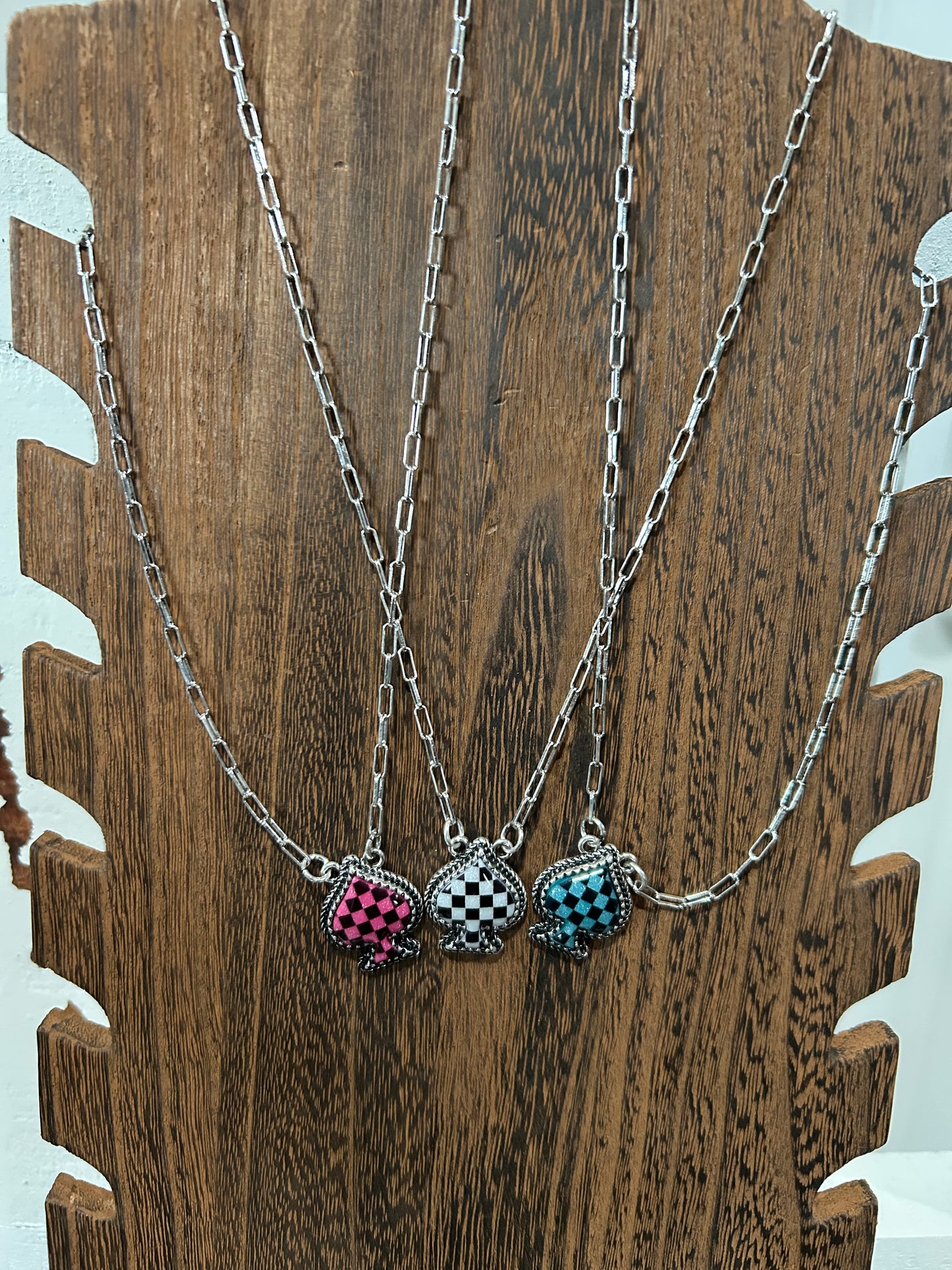 Checkered Spade Necklace