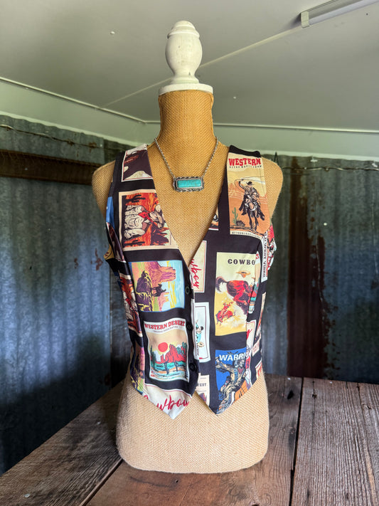Cowboy Stamp Crop Vest