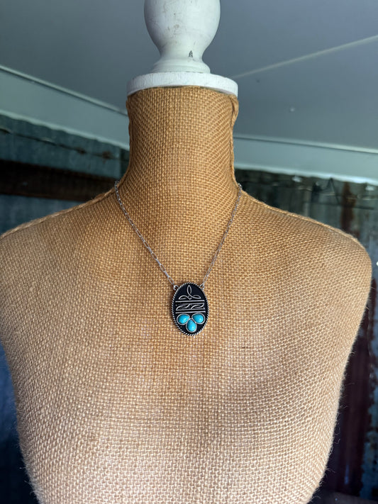 Boot Stitch & Turquoise Necklace