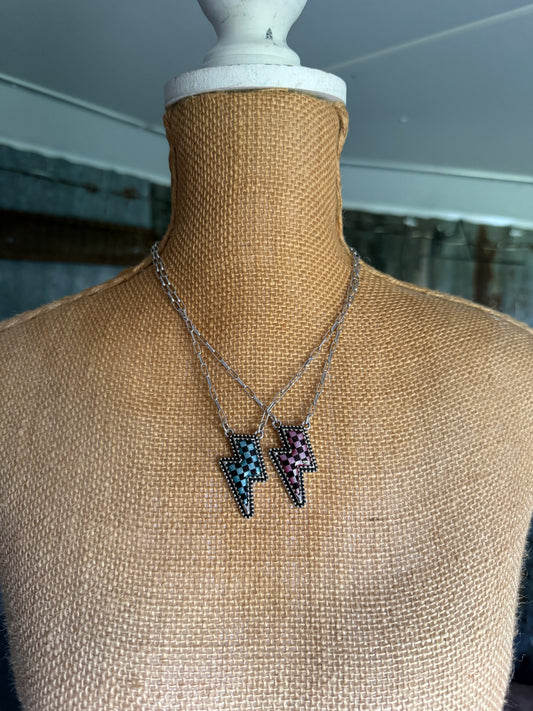 Checkered Bolt Necklace