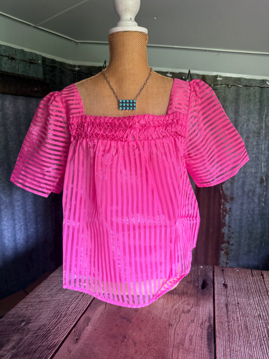 Pink Puff Sleeve Top