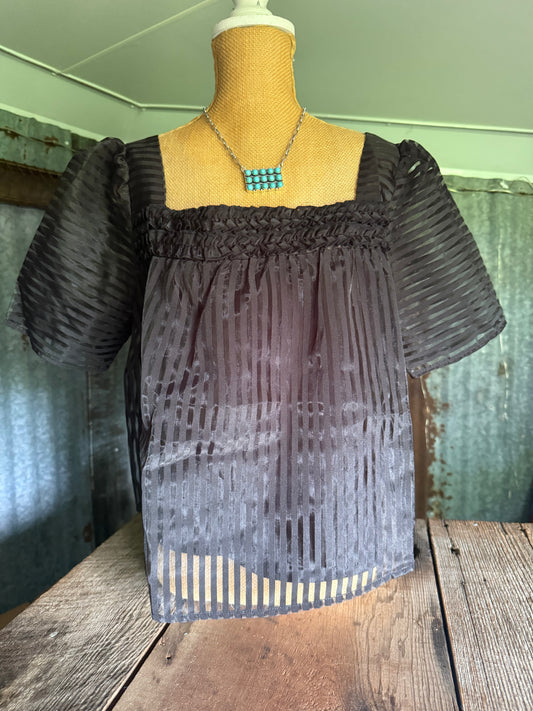 Black Puff Sleeve Top
