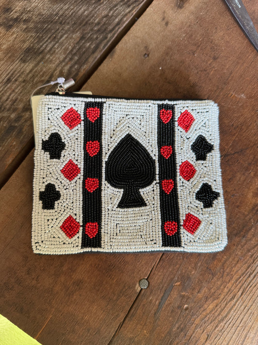 Beaded Pouch - Spade