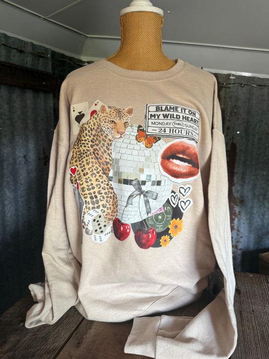 Graphic Leopard Sweatshirt - Large
