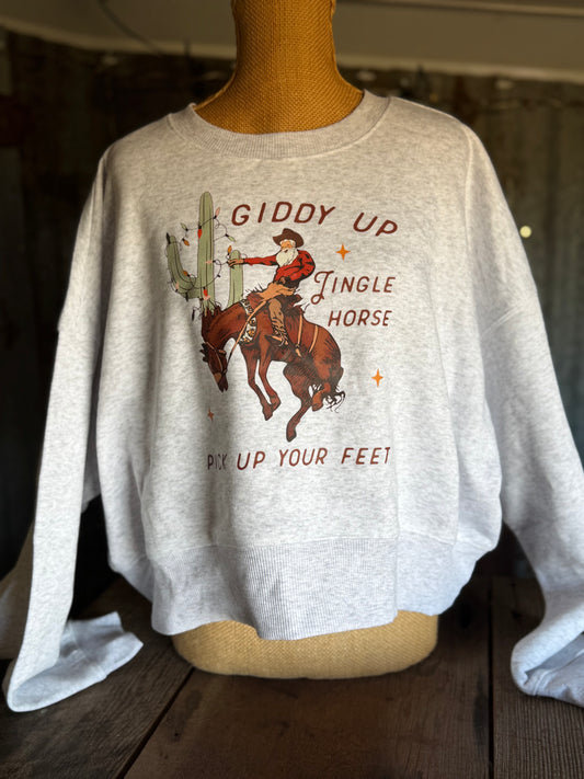 Jingle Horse Crop Sweatshirt - Large