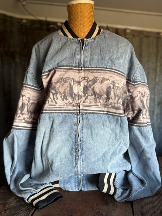 Retro Bomber Jacket - Wild Horses